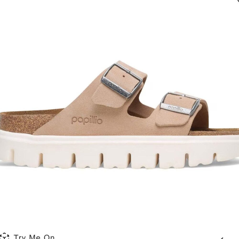 Birkenstock Arizona Chunky Suede Leather Sandals Warm Sand Like New! SIZE EU 39 - Picture 3 of 8